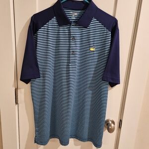 Masters Tech Performance Golf Polo Shirt - Blue Striped - Size Large